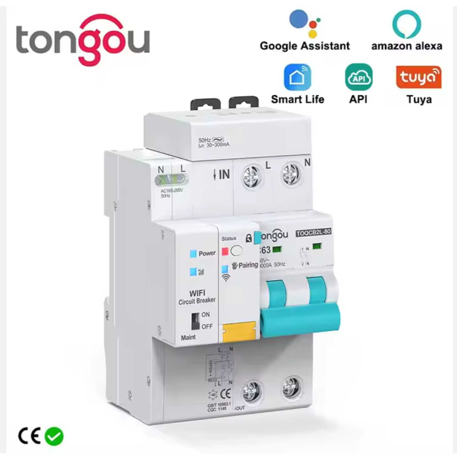 Mega Solution Electrical Engineering Ltd | Smart WiFi RCBO Series Smart RCBO 2P, AC145 - 230V,1-63A adjustable 2