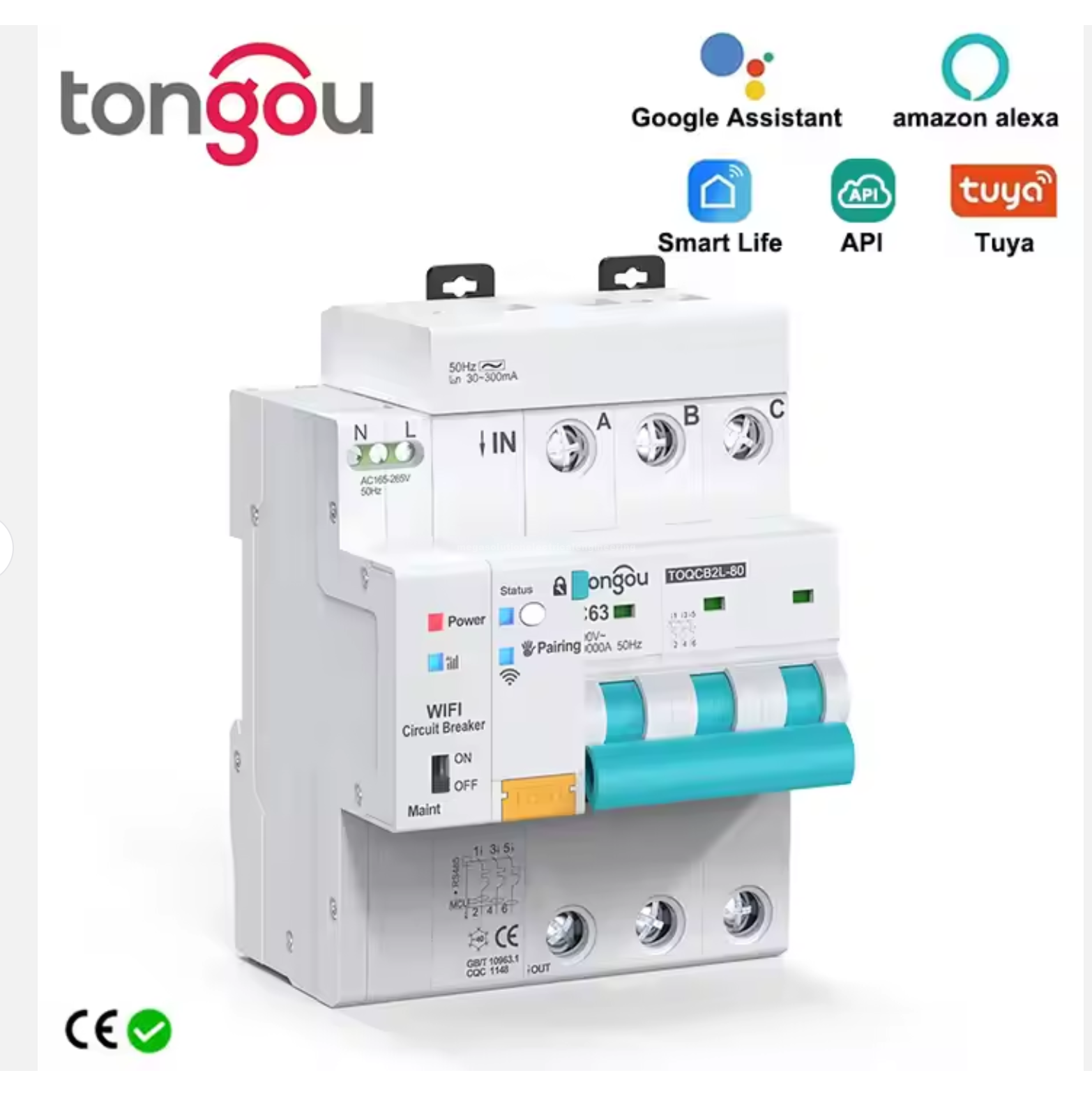 Mega Solution Electrical Engineering Ltd | Smart WiFi RCBO Series Smart RCBO 3P, AC380 - 415V,1-63A adjustable 2