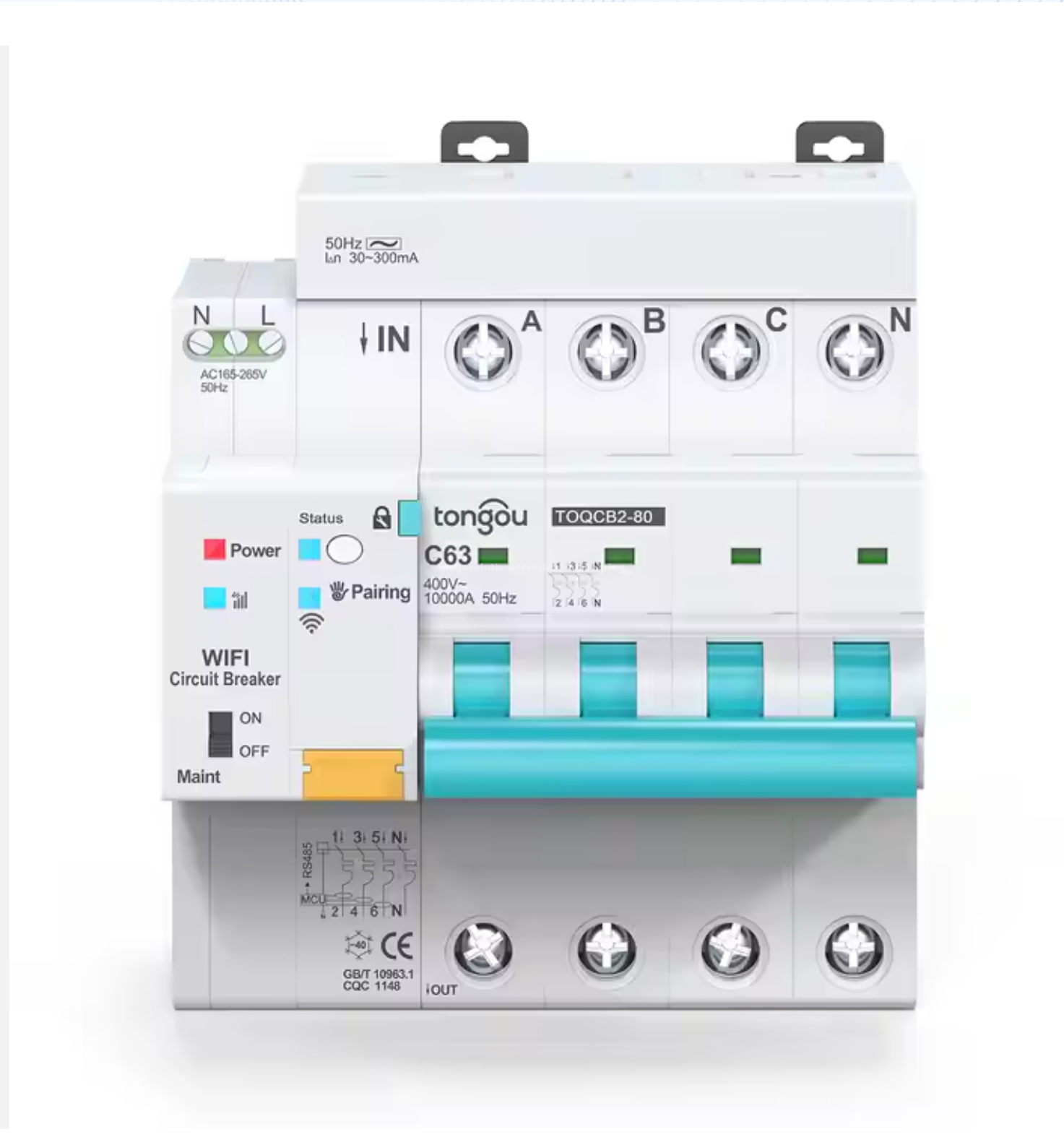 Mega Solution Electrical Engineering Ltd | Smart WiFi RCBO Series Smart RCBO 4P, AC380 - 415V,1-63A adjustable 1