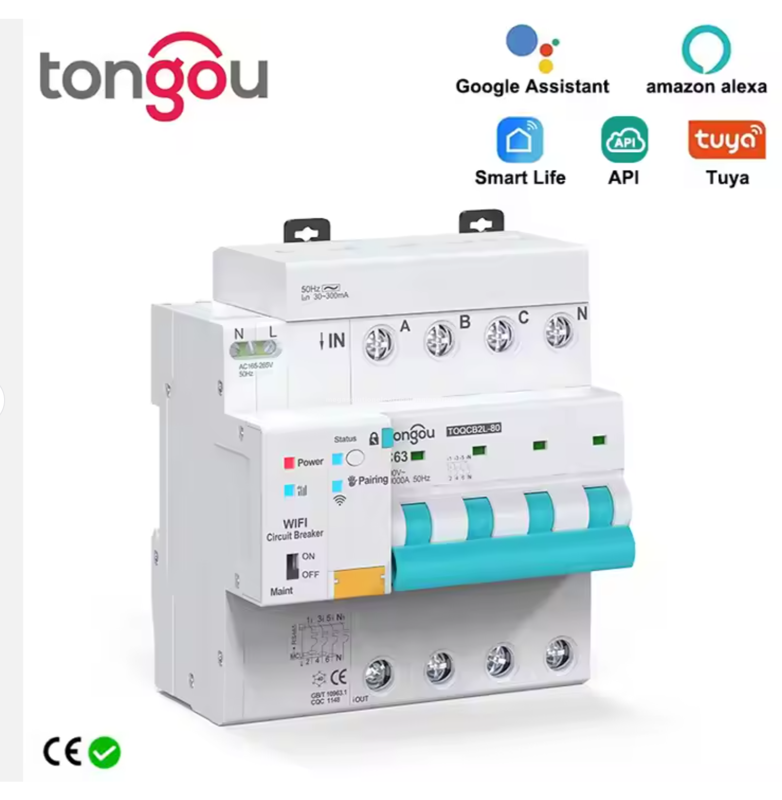 Mega Solution Electrical Engineering Ltd | Smart WiFi RCBO Series Smart Wi-Fi RCBO 4P, AC380 - 415V,1-63A adjustable 2