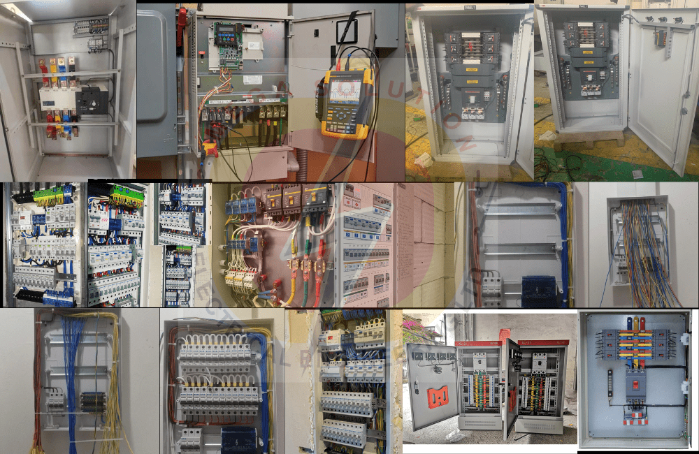 Custom-designed power distribution panel with advanced safety features being installed in an industrial facility. Distribution Panels Fabrication and Upgrades Services #179
