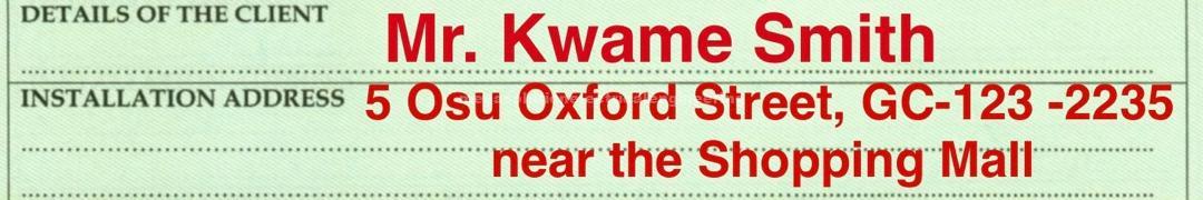 Mega Solution Electrical Engineering Ltd | How to Fill Electrical Wiring Certificate (Form A) in Ghana Electrical installation certificate Form A client details